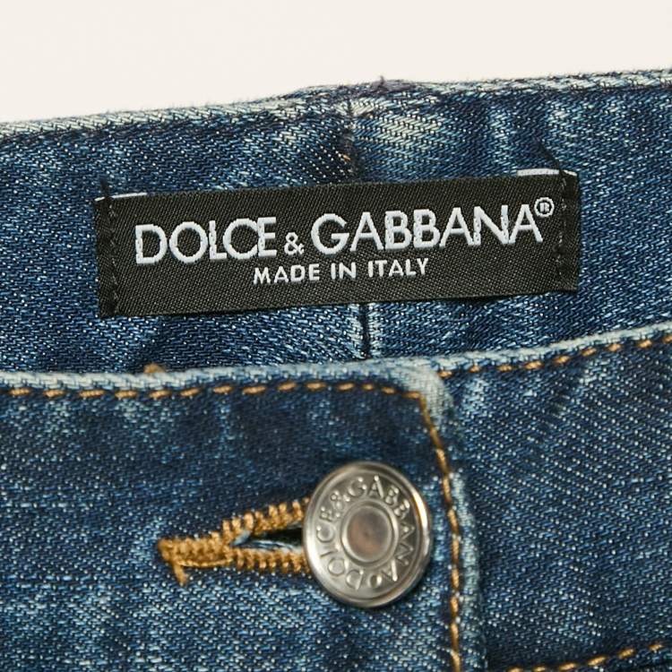 Pre Owned Dolce & Gabbana Blue Faded Denim Straight Leg  Jeans S Waist 26"