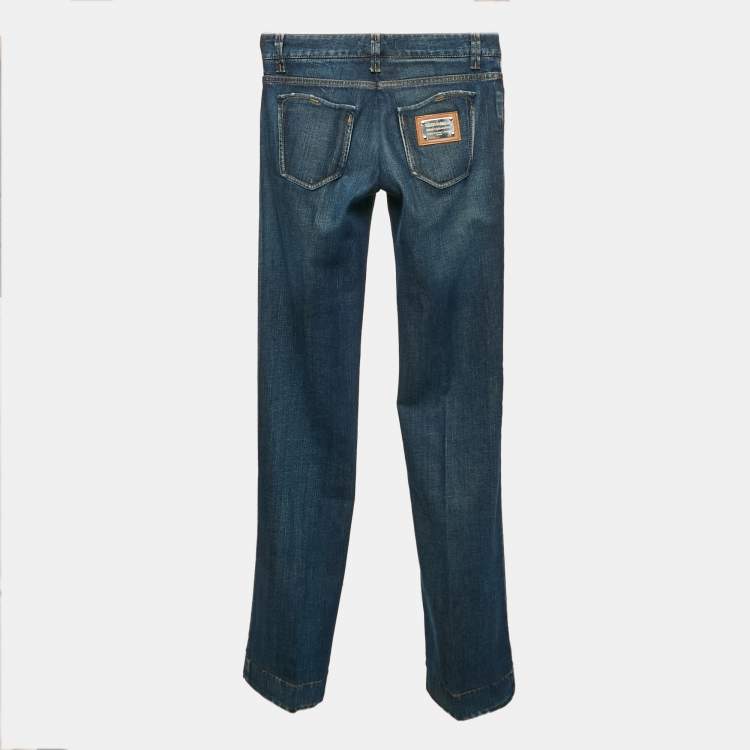 Pre Owned Dolce & Gabbana Blue Faded Denim Straight Leg  Jeans S Waist 26"