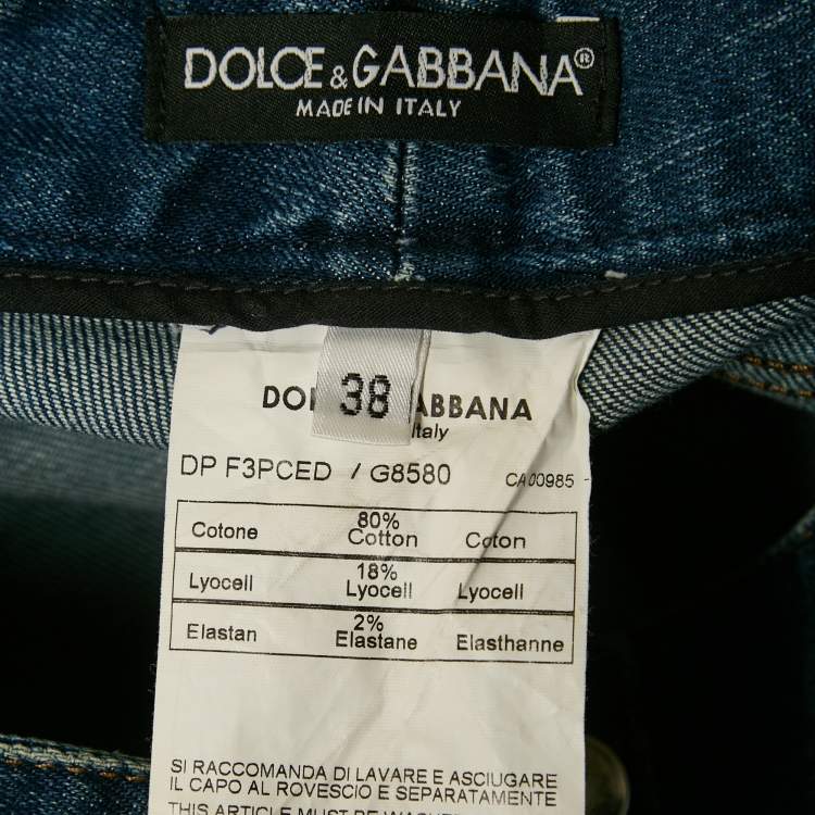 Pre Owned Dolce & Gabbana Blue Faded Denim Straight Leg  Jeans S Waist 26"