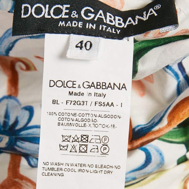 مملوكة مسبقًا Dolce & Gabbana Multicolor Majolica Print Poplin Off Shoulder Crop Top S