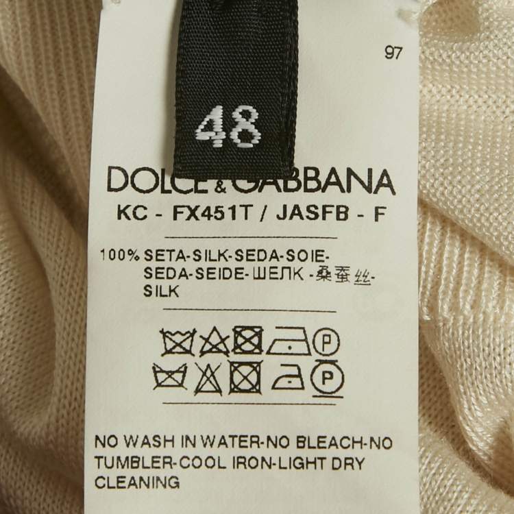 Pre Owned Dolce & Gabbana Cream Printed Silk Cardigan XL 