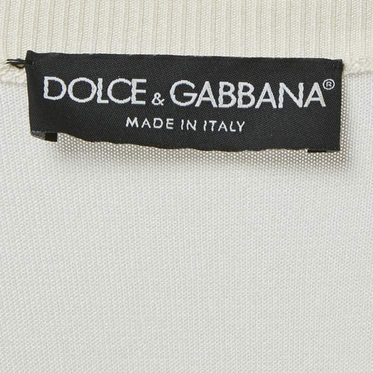 Pre Owned Dolce & Gabbana Cream Printed Silk Cardigan XL 