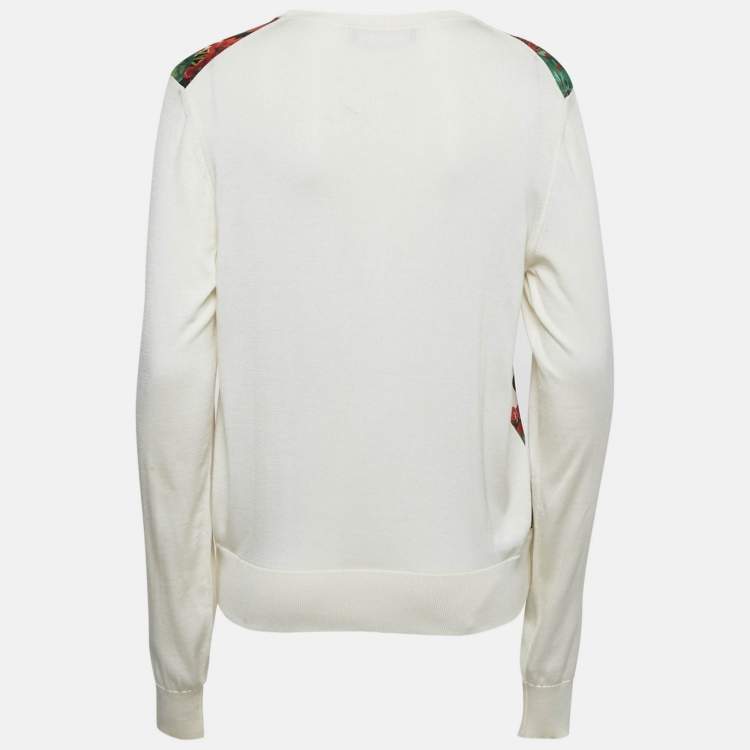 Pre Owned Dolce & Gabbana Cream Printed Silk Cardigan XL 