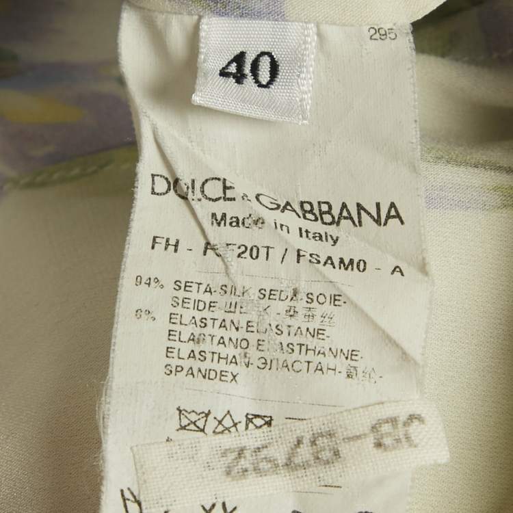 Pre Owned Dolce & Gabbana Cream Floral Print Silk Long Sleeve Shirt S