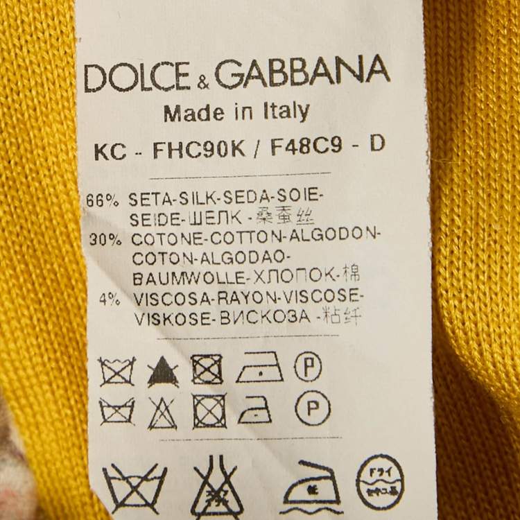 Pre Owned Dolce & Gabbana Yellow Printed Silk Blend Button Front Cardigan S