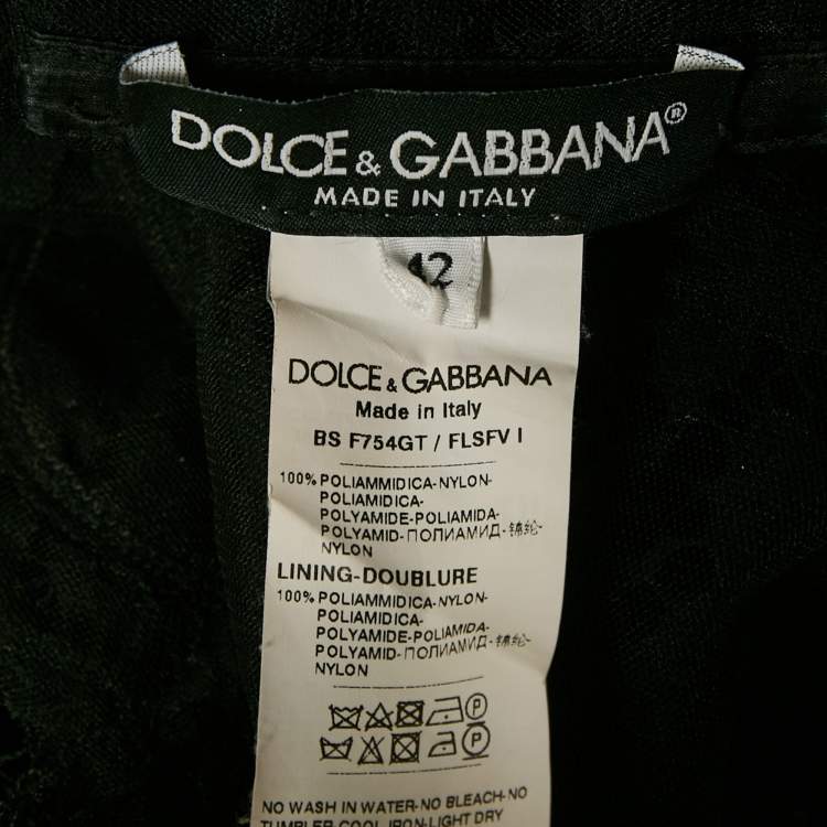 Pre Owned Dolce & Gabbana Black Floral Lace Sheer Bustier Crop Top M