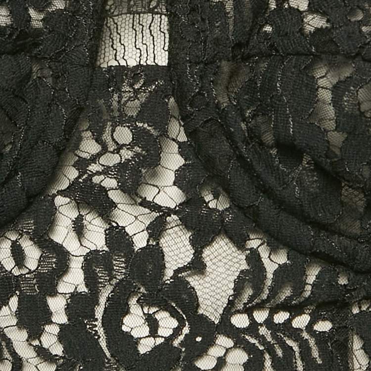 Pre Owned Dolce & Gabbana Black Floral Lace Sheer Bustier Crop Top M