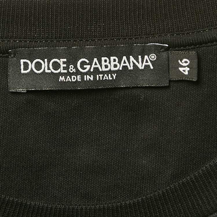 Pre Owned Dolce & Gabbana Black Printed Cotton Crop Top L