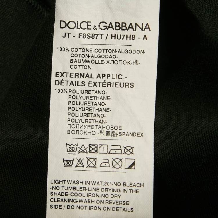 Pre Owned Dolce & Gabbana Black Printed Cotton Crop Top L