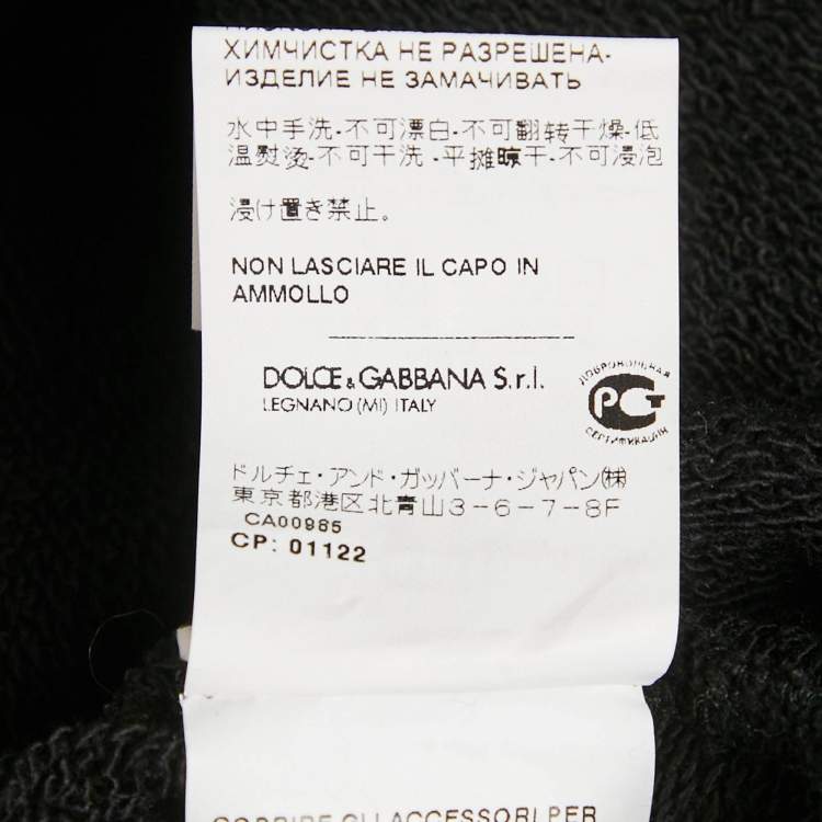 Pre Owned Dolce & Gabbana Black Rose Print Cotton Sweatshirt XXS