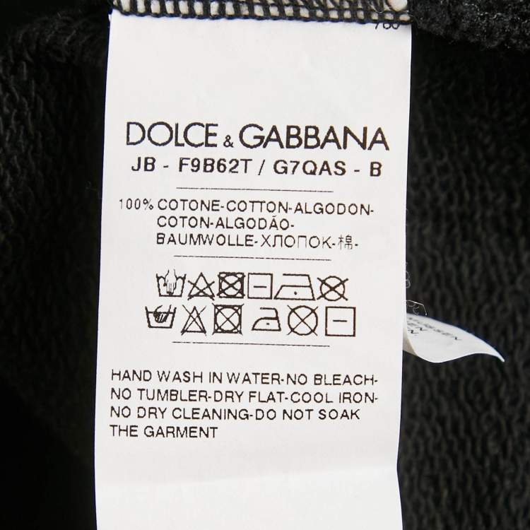 Pre Owned Dolce & Gabbana Black Rose Print Cotton Sweatshirt XXS