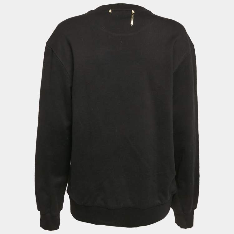 Pre Owned Dolce & Gabbana Black Rose Print Cotton Sweatshirt XXS
