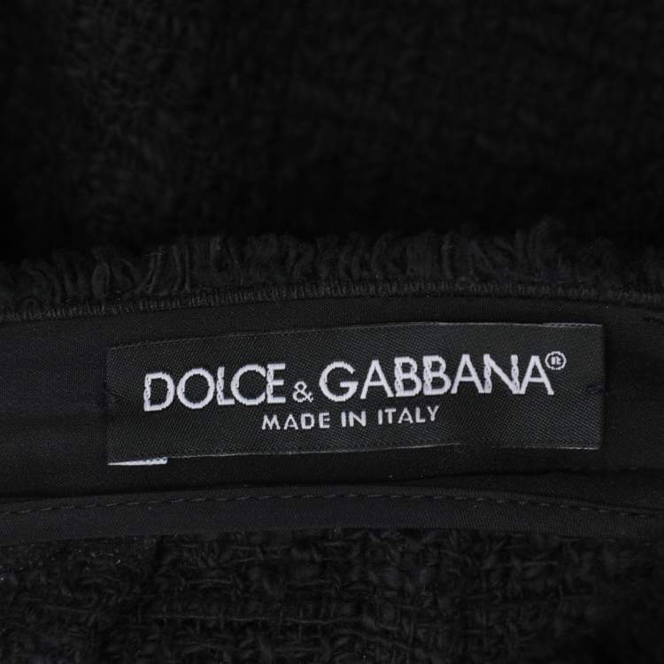 Pre Owned Dolce & Gabbana Black Tweed Maxi Skirt M
