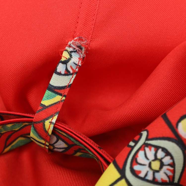 Pre Owned Dolce & Gabbana Multicolor Carretto Printed Silk Belted Top S