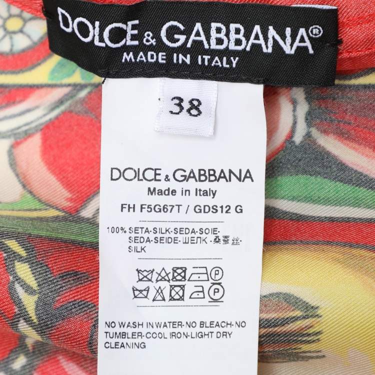Pre Owned Dolce & Gabbana Multicolor Carretto Printed Silk Belted Top S