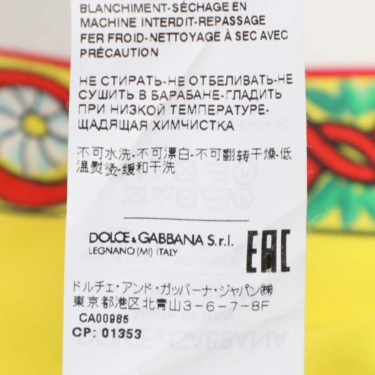 Pre Owned Dolce & Gabbana Multicolor Carretto Printed Silk Belted Top S