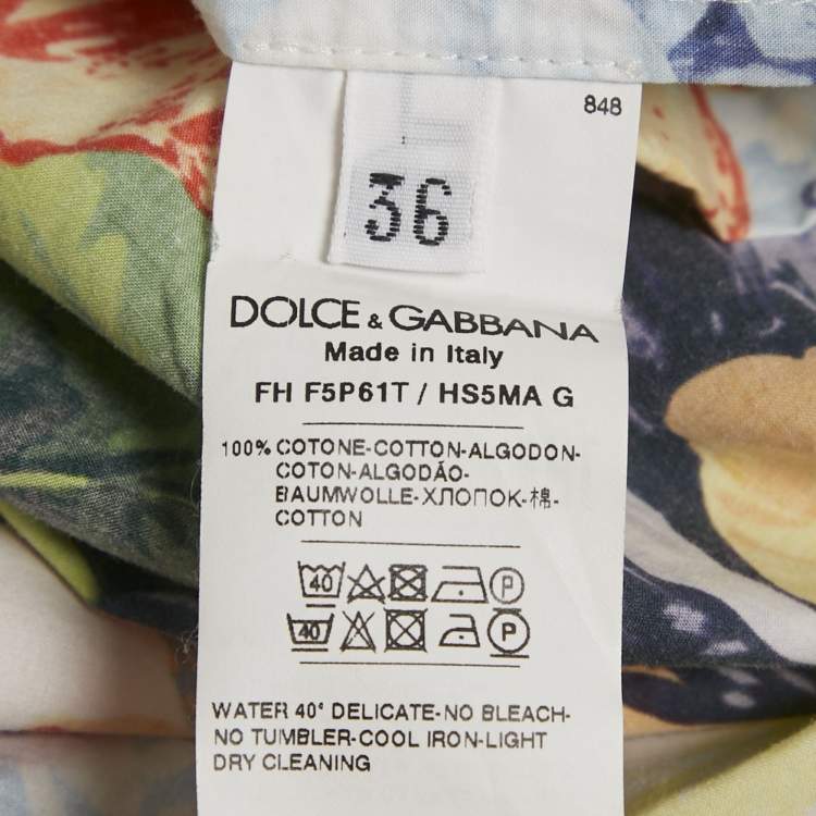 Pre Owned Dolce & Gabbana Multicolor Floral Print Cotton Tie-Up Crop Shirt XS