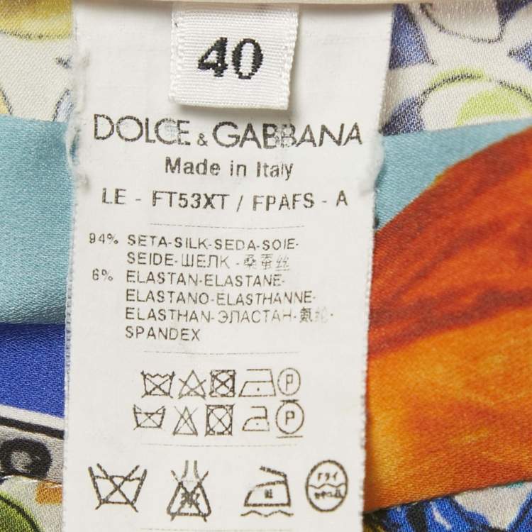 Pre Owned Dolce & Gabbana Multicolor Majolica Printed Stretch Silk Trousers S
