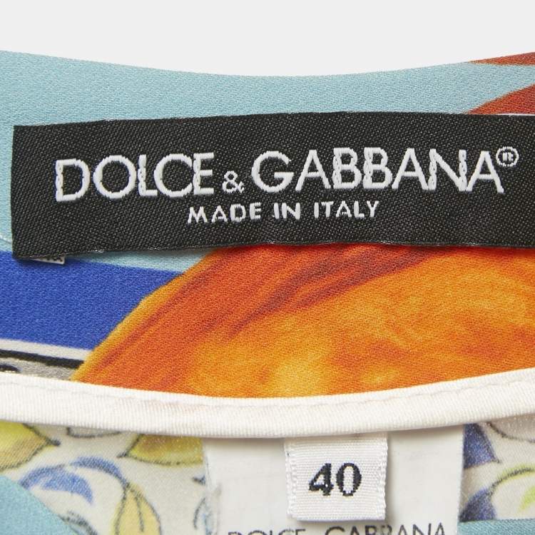 Pre Owned Dolce & Gabbana Multicolor Majolica Printed Stretch Silk Trousers S