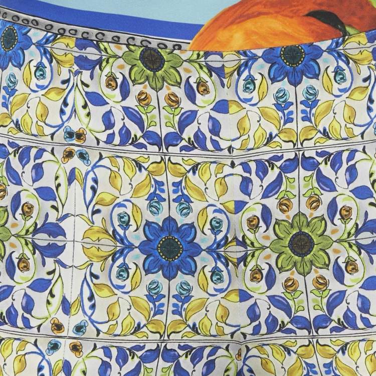Pre Owned Dolce & Gabbana Multicolor Majolica Printed Stretch Silk Trousers S
