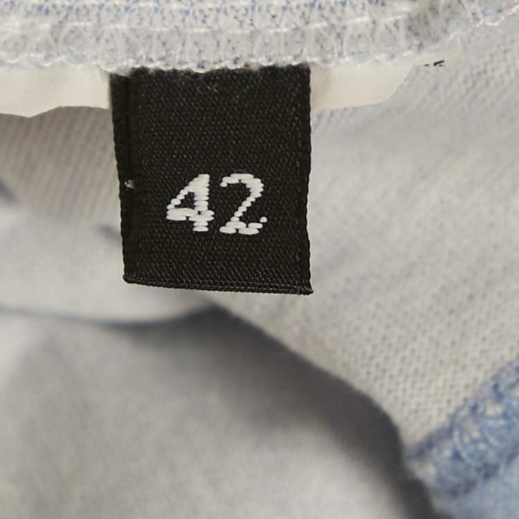 Pre Owned Dolce & Gabbana Light Blue Logo Embellished Knit Crew Neck T-Shirt M