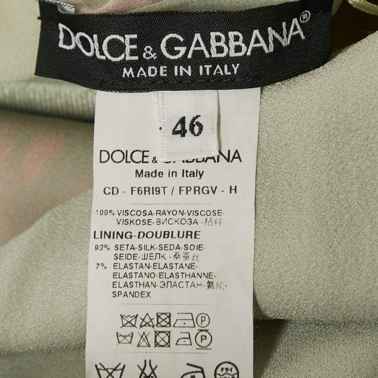 Pre Owned Dolce & Gabbana Mint Green Rose Print Crepe Short Dress L