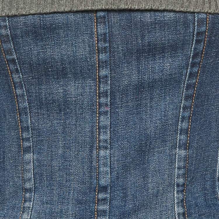 Pre Owned Dolce & Gabbana Blue Denim Sleeveless Bustier Top M