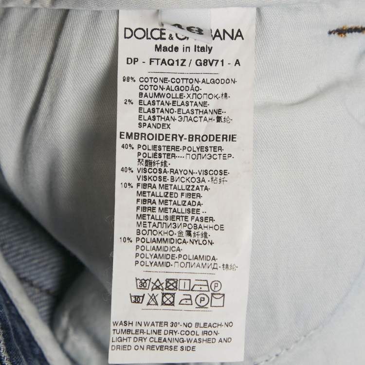Pre Owned Dolce & Gabbana Blue Heart Applique Denim Audrey Jeans L Waist 31"