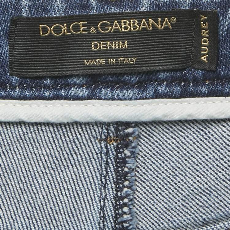 Pre Owned Dolce & Gabbana Blue Heart Applique Denim Audrey Jeans L Waist 31"