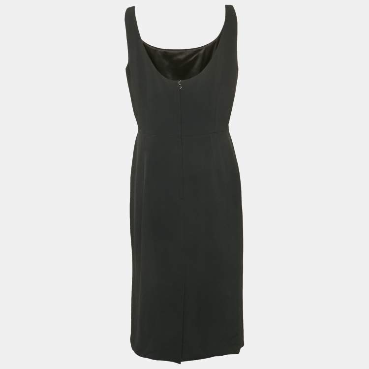 Pre Owned Dolce & Gabbana Black Crepe Sleeveless Midi Dress XL