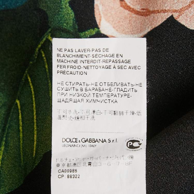 Pre Owned Dolce & Gabbana Black Rose Print Crepe Trousers S