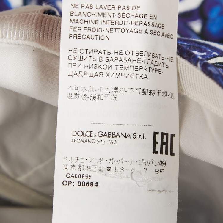 مملوكة مسبقًا Dolce & Gabbana Blue/White Majolica Print Poplin Bustier Midi Dress XL