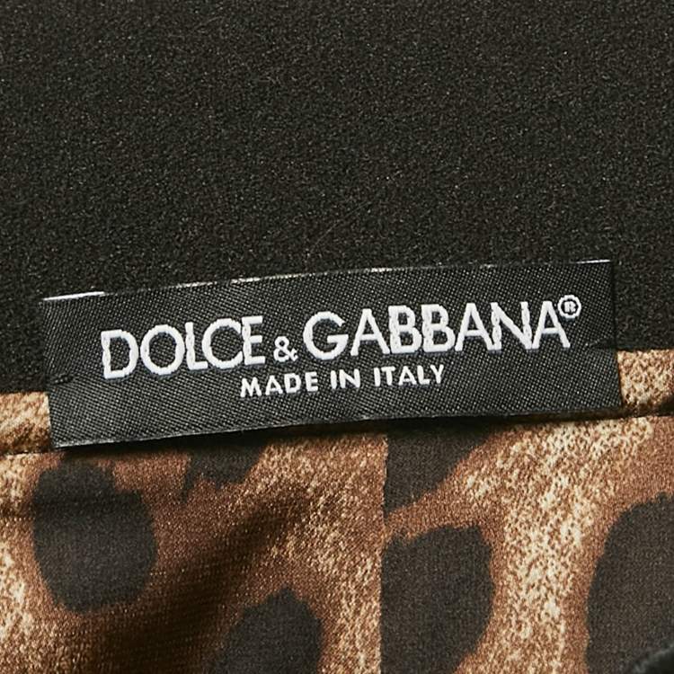 Pre Owned Dolce & Gabbana Brown Leopard Print Crepe Midi Skirt L