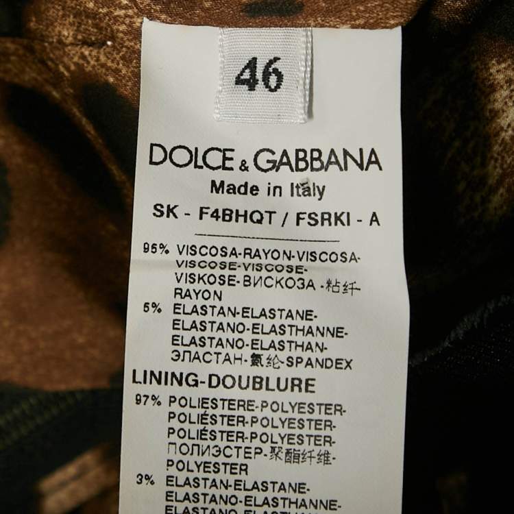 Pre Owned Dolce & Gabbana Brown Leopard Print Crepe Midi Skirt L