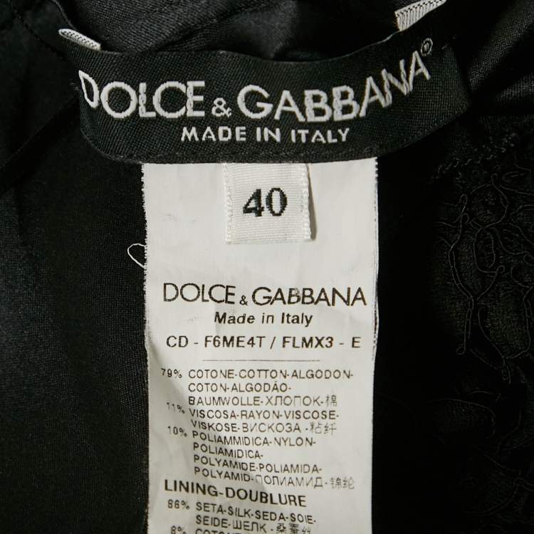 Pre Owned Dolce & Gabbana Black Lace Faux Cape Detail Midi Dress S