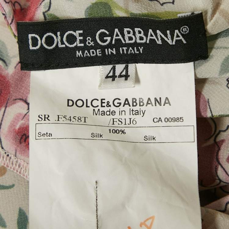 Pre Owned Dolce & Gabbana Pink Floral Print Silk Short Sleeve Shirt M