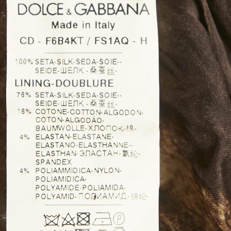 Pre Owned Dolce & Gabbana Brown Leopard Print Silk Mini Dress S