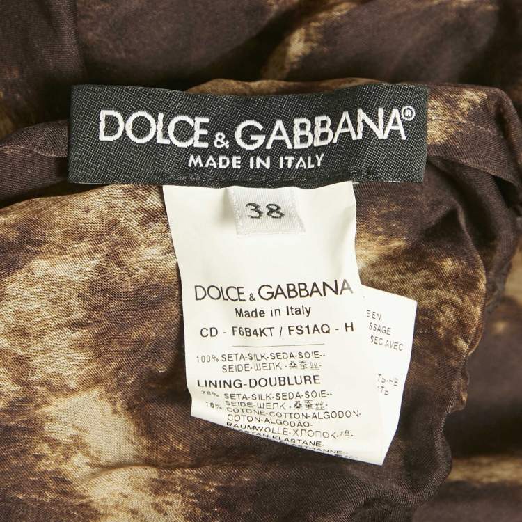 Pre Owned Dolce & Gabbana Brown Leopard Print Silk Mini Dress S