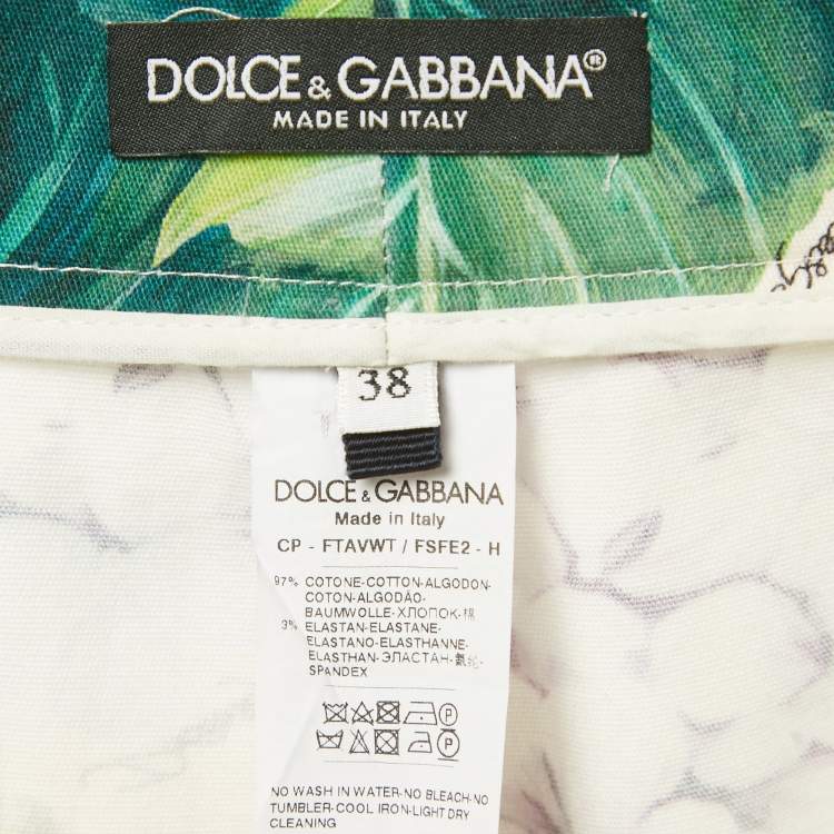 Pre Owned Dolce & Gabbana Green Hydrangea Print Cotton Trousers S