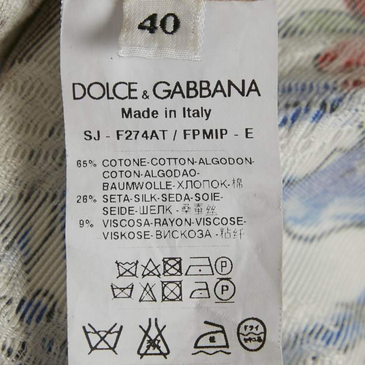 Pre Owned Dolce & Gabbana Beige Jacquard Embellished Button Jacket S