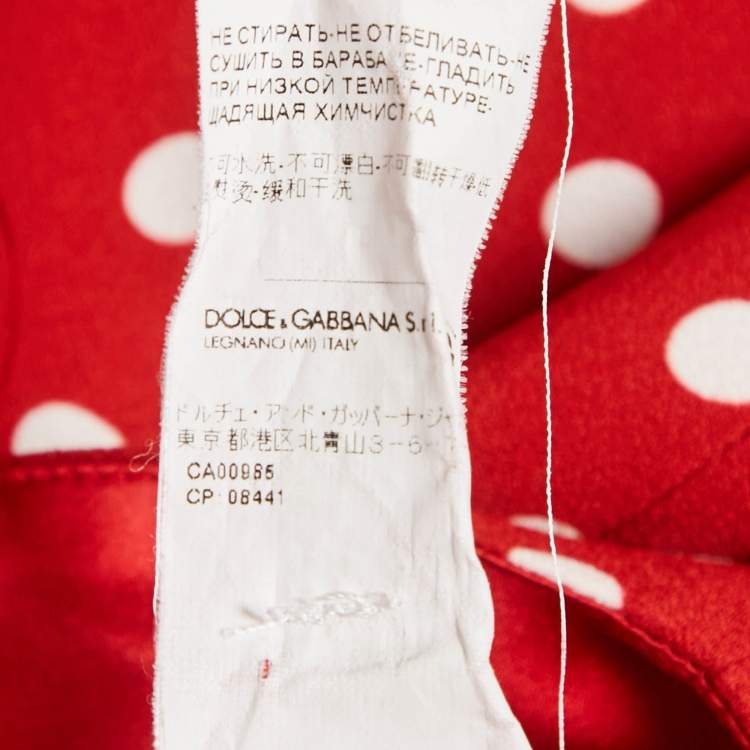 Pre Owned Dolce & Gabbana Red Polka Dots Crepe Sleeveless Midi Dress L