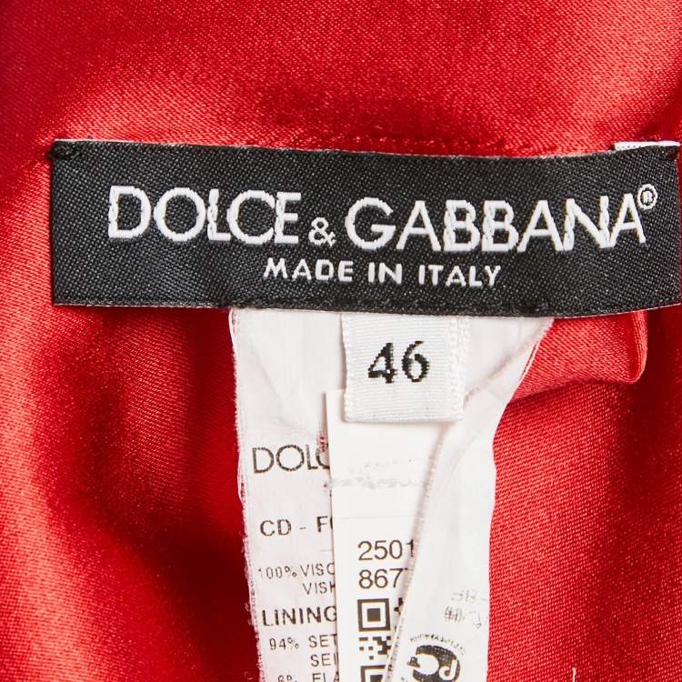 Pre Owned Dolce & Gabbana Red Polka Dots Crepe Sleeveless Midi Dress L