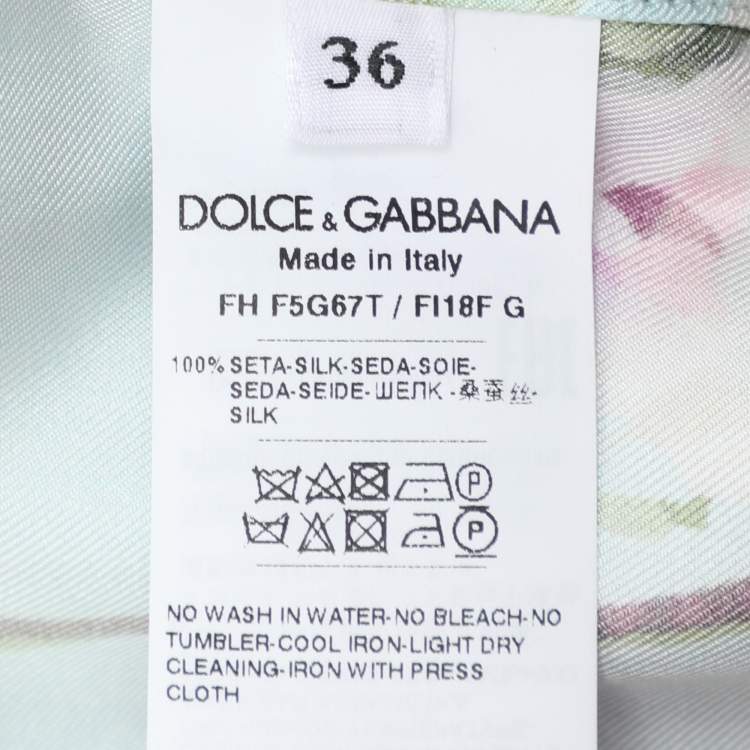 Pre Owned Dolce & Gabbana Multicolor Floral Print Silk Belted Top XS