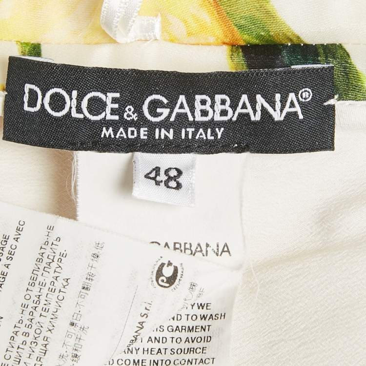 Pre Owned Dolce & Gabbana Yellow Lemon Print Silk Flared Midi Dress L