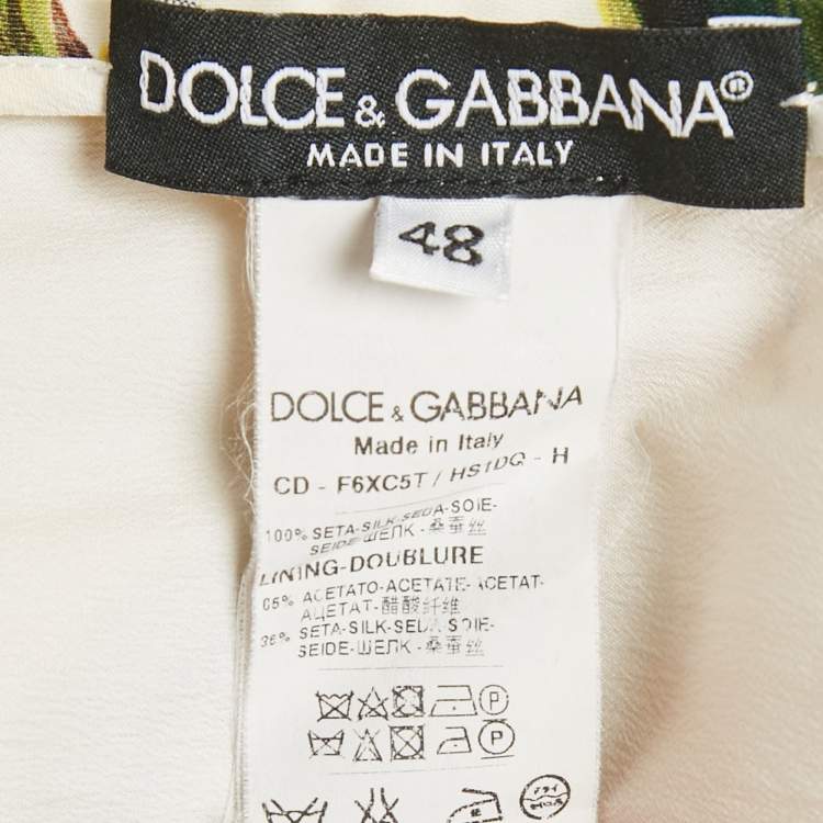 Pre Owned Dolce & Gabbana Yellow Lemon Print Silk Flared Midi Dress L