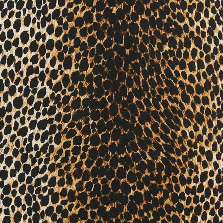 Pre Owned Dolce & Gabbana Brown Animal Print Crepe Midi Skirt L