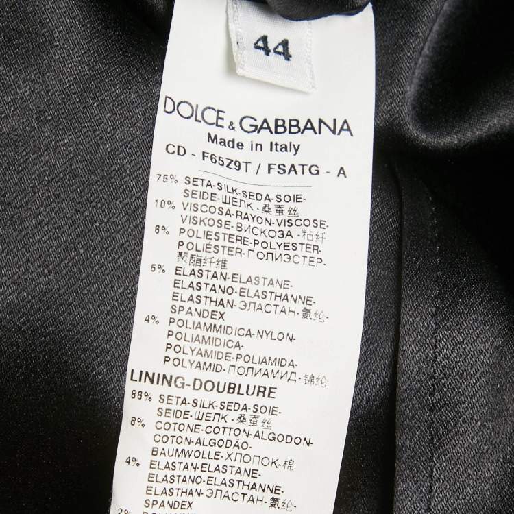 Pre Owned Dolce & Gabbana Black Floral Print Silk Lace Trim Midi Dress M