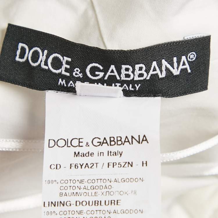 مملوكة مسبقًا Dolce & Gabbana White Printed Poplin Mini Dress S
