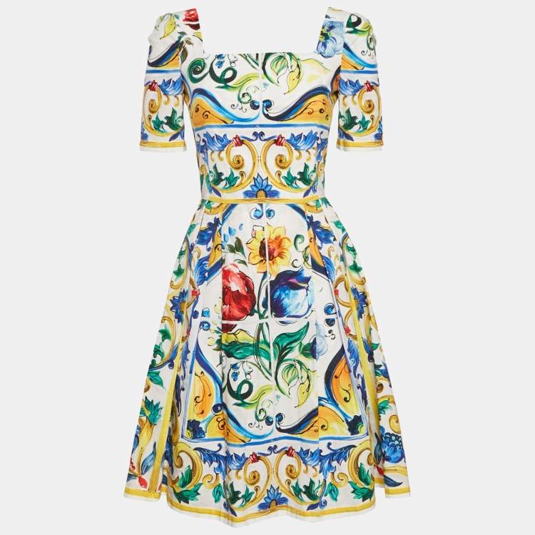 ワンピース DOLCE & GABBANA PRINTED POPLIN MINI DRESS Dolce & Gabbana Printed Poplin Mini Dress in White | Lyst