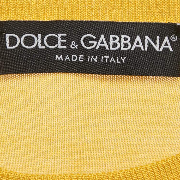 Pre Owned Dolce & Gabbana Yellow Floral Print Silk and Cotton Knit Sleeveless Top S